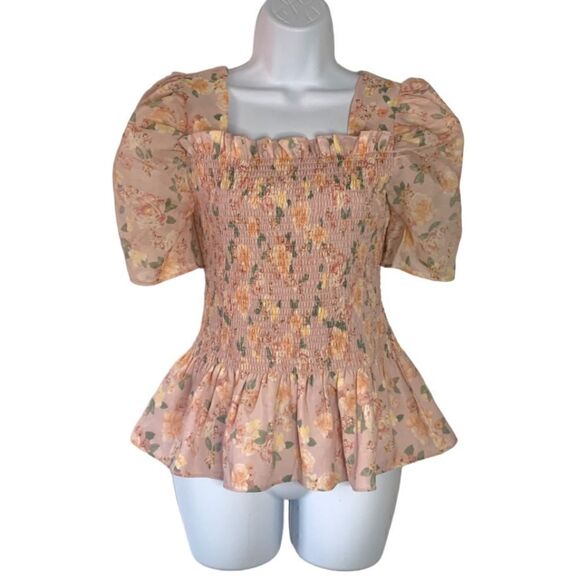 Rachel Parcell Pink Floral Square Neck Smock Top - Picture 11 of 11